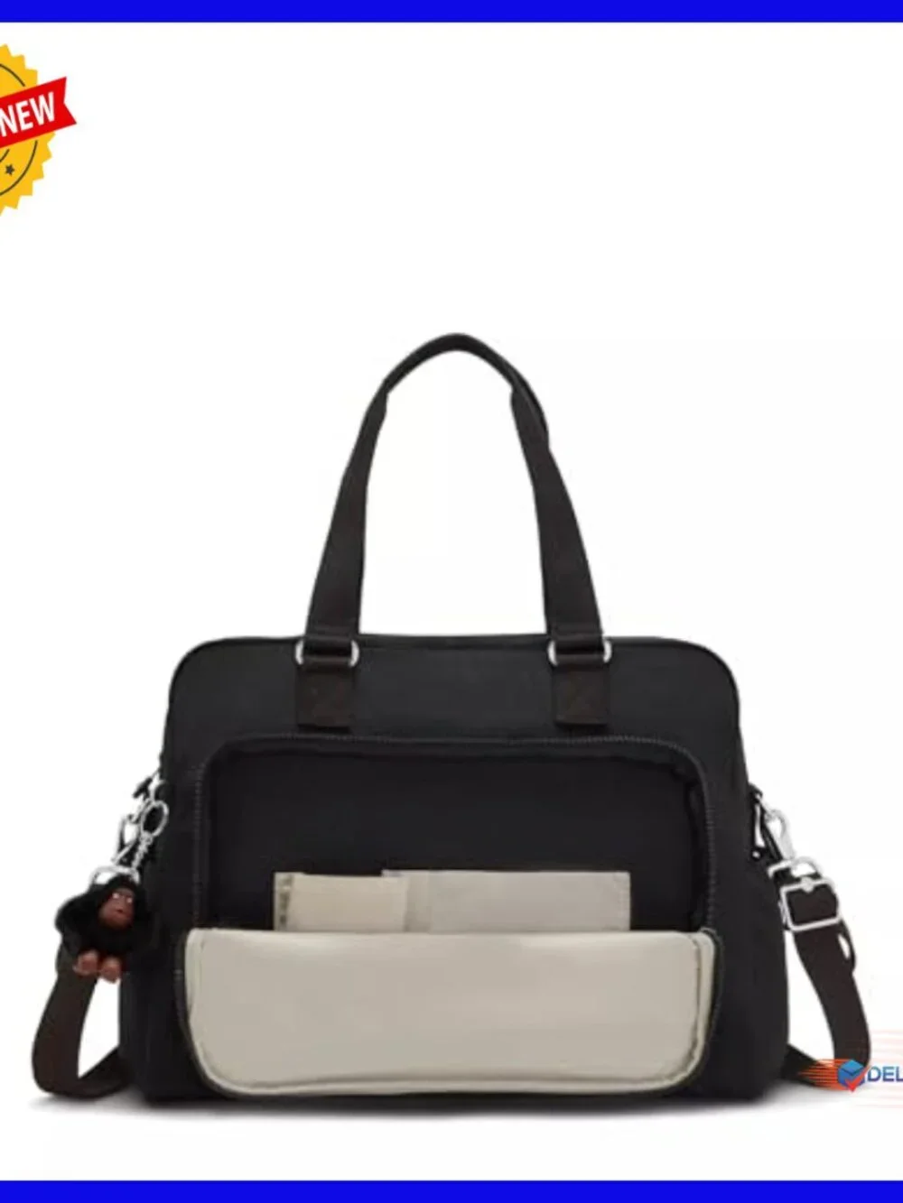 Lightweight Nylon Diaper Bag with Multiple Pockets and Zipper Closure